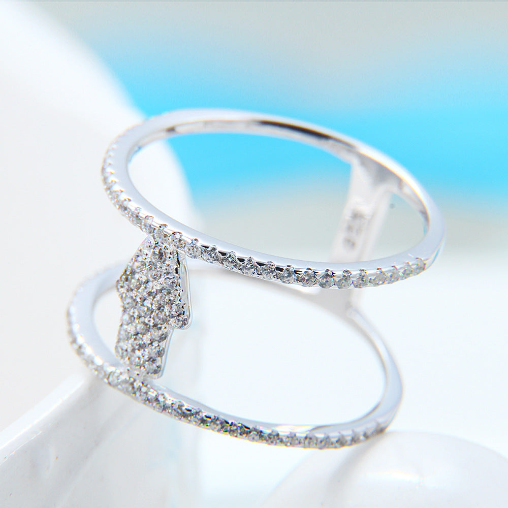 Ricady Jewel Urban Minimalist S925 Silver Zircon Women's Ring
