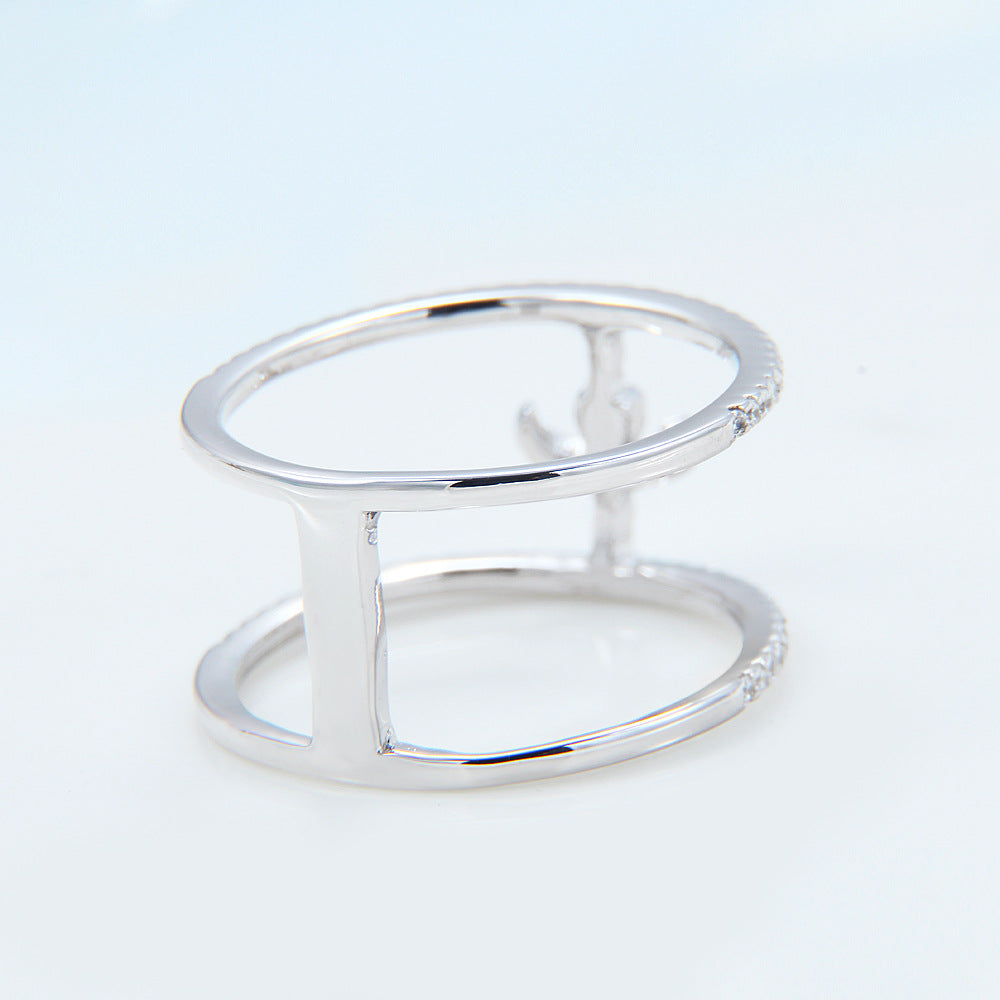 Ricady Jewel S925 Sterling Silver White Gold Zircon Ring R1006