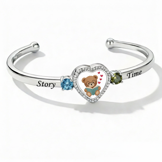 Delicate Heart Locket Bangle — Adjustable Fit, Timeless Sparkle B3008