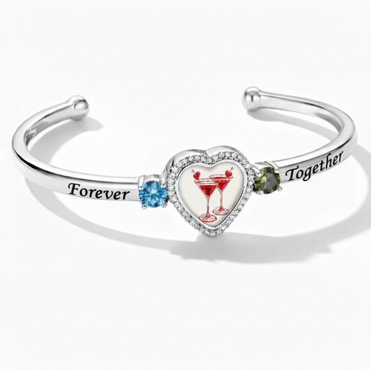 Delicate Heart Locket Bangle — Adjustable Fit, Timeless Sparkle B3009