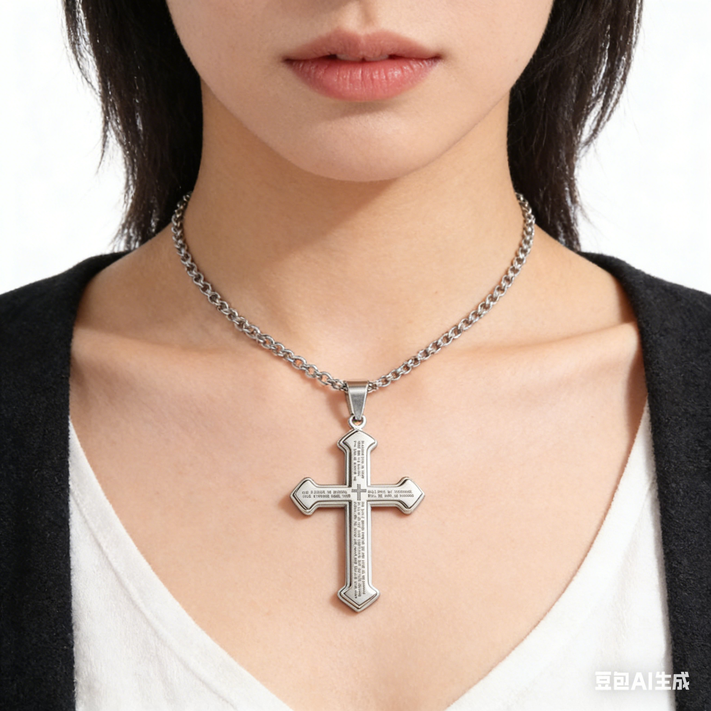 Geometric Linear Pendant Necklace with Snake Chain - Titanium Steel
