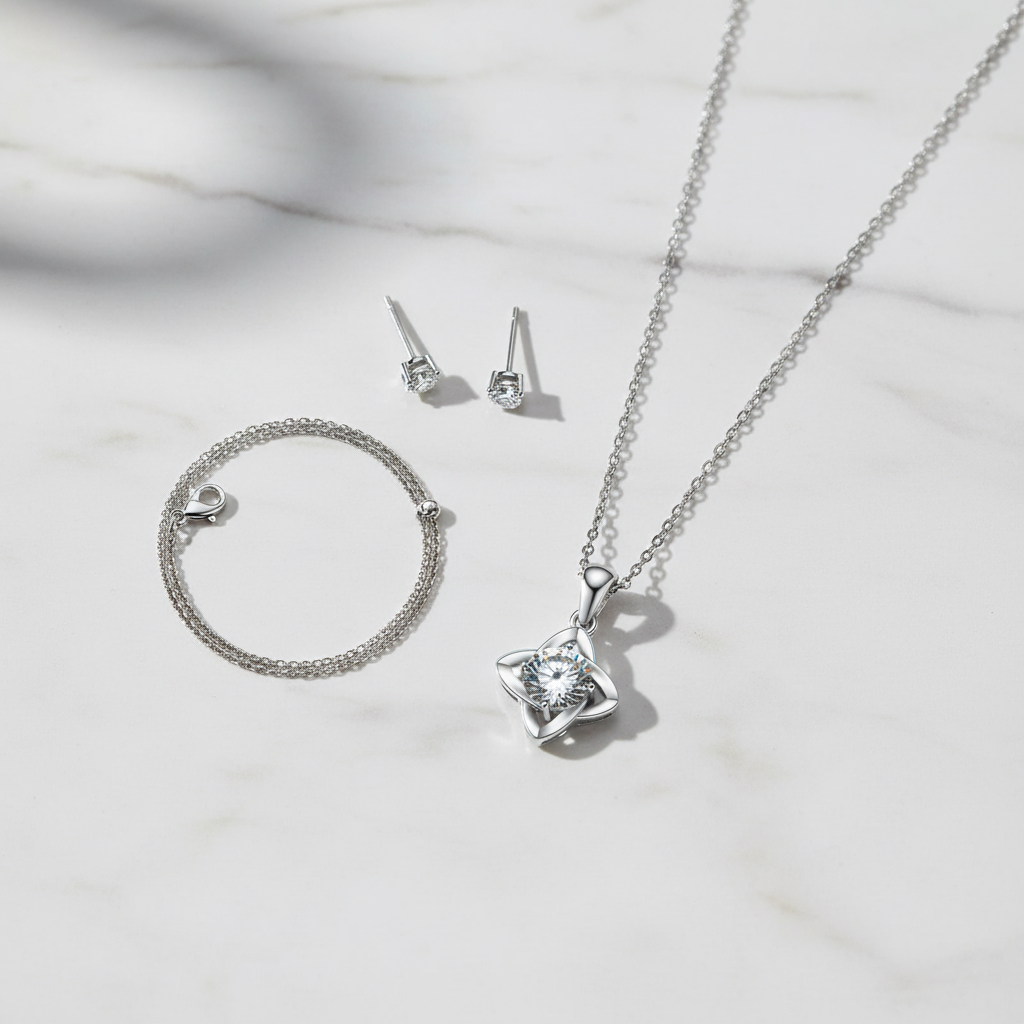 四叶草项链平铺搭配