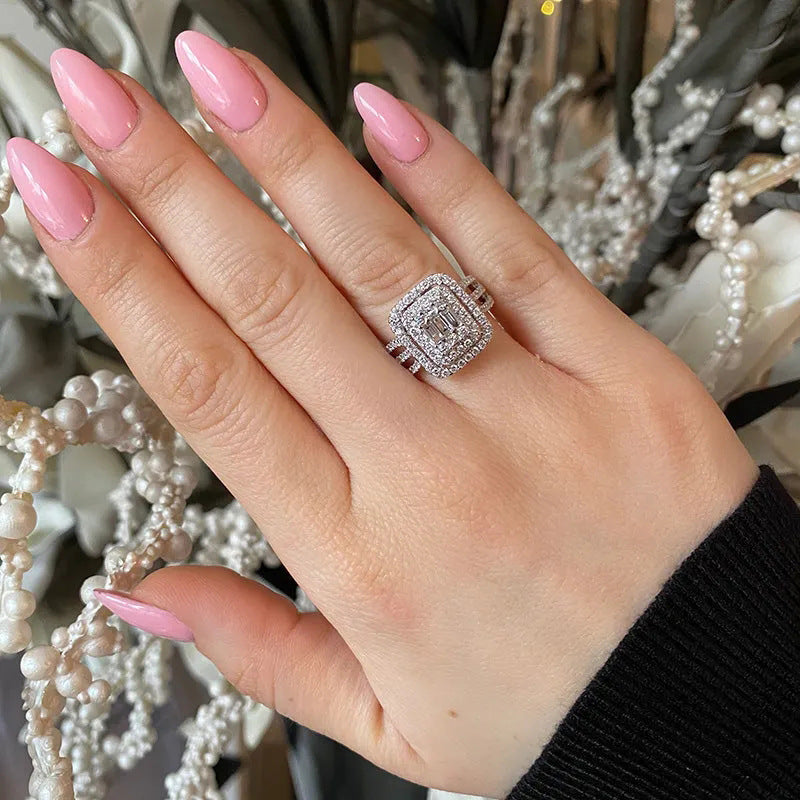 Ricady Jewel Ins Minimalist Ice Cube Ring - Dainty Cubic Zirconia