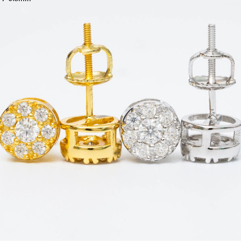 925 Sterling Silver Moissanite Earrings - European & American Style Casual Jewelry In Stock