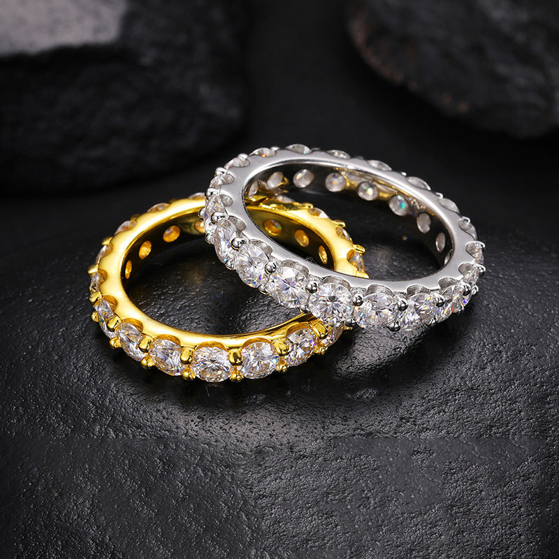 4MM Single Row Inlaid Hip-Hop Ring - High-End Trendy Brand Couple Fashion Ring