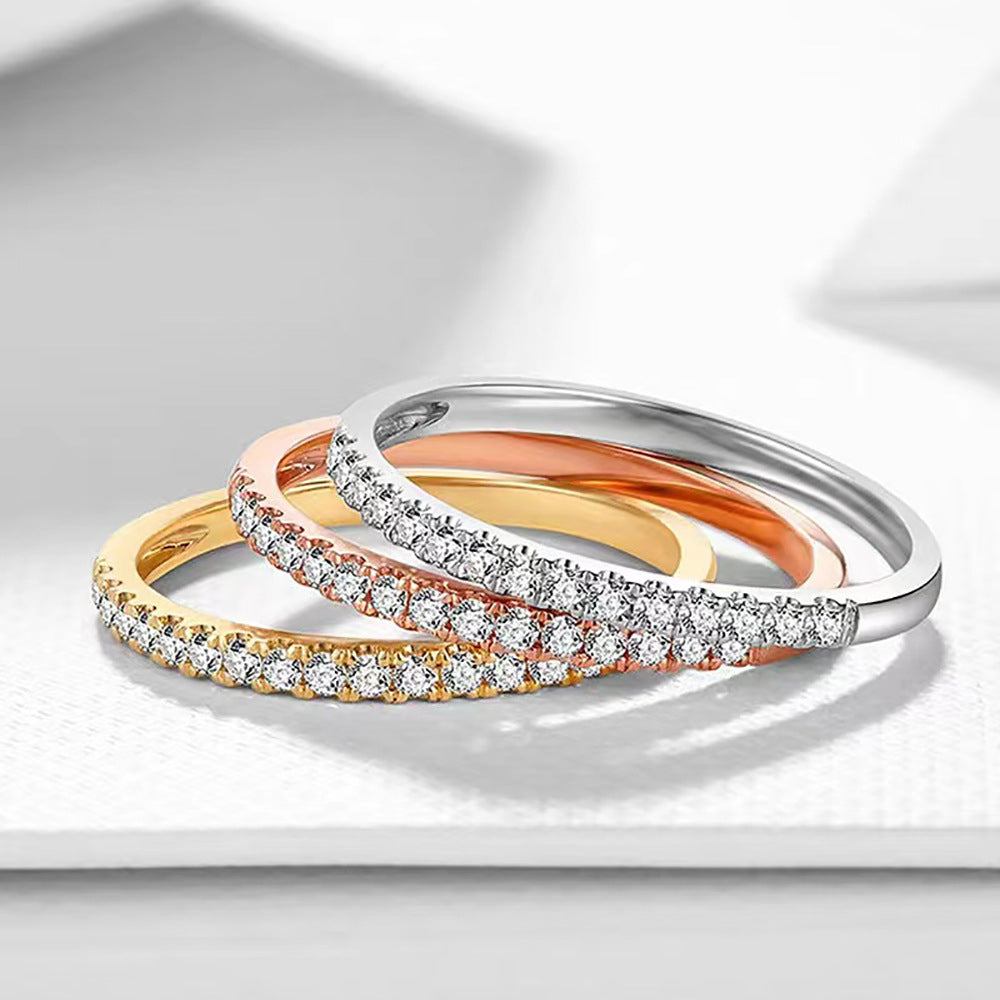 Minimalist Women's Cubic Zirconia Ring – Stackable Midi Ring with Micro-Pave Detail, Perfect Gift
