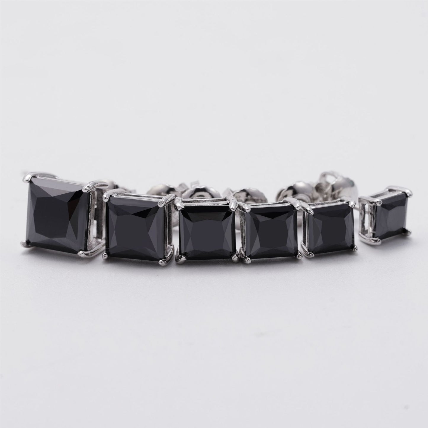 Trendy Unisex S925 Silver Earrings with VVS Black Moissanite