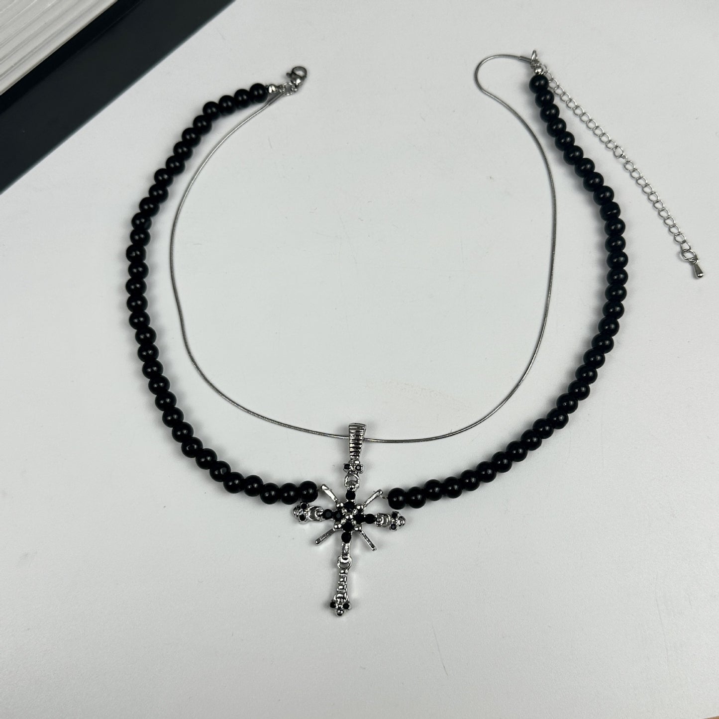 picy Girl Layered Cross Choker Necklace with Studs - Sweet & Cool
