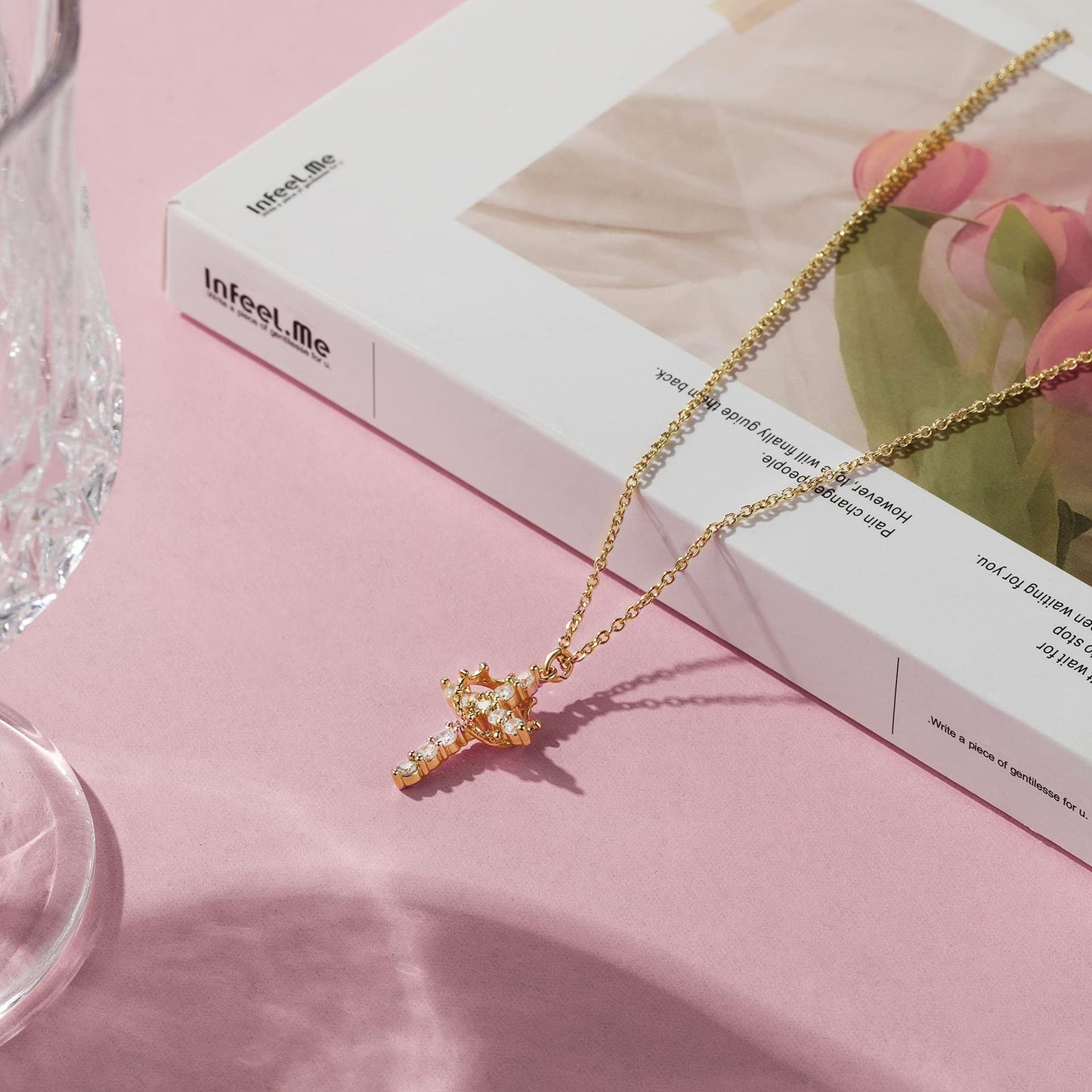 Crown Cross Pendant Necklace in Copper - European Fashion Style