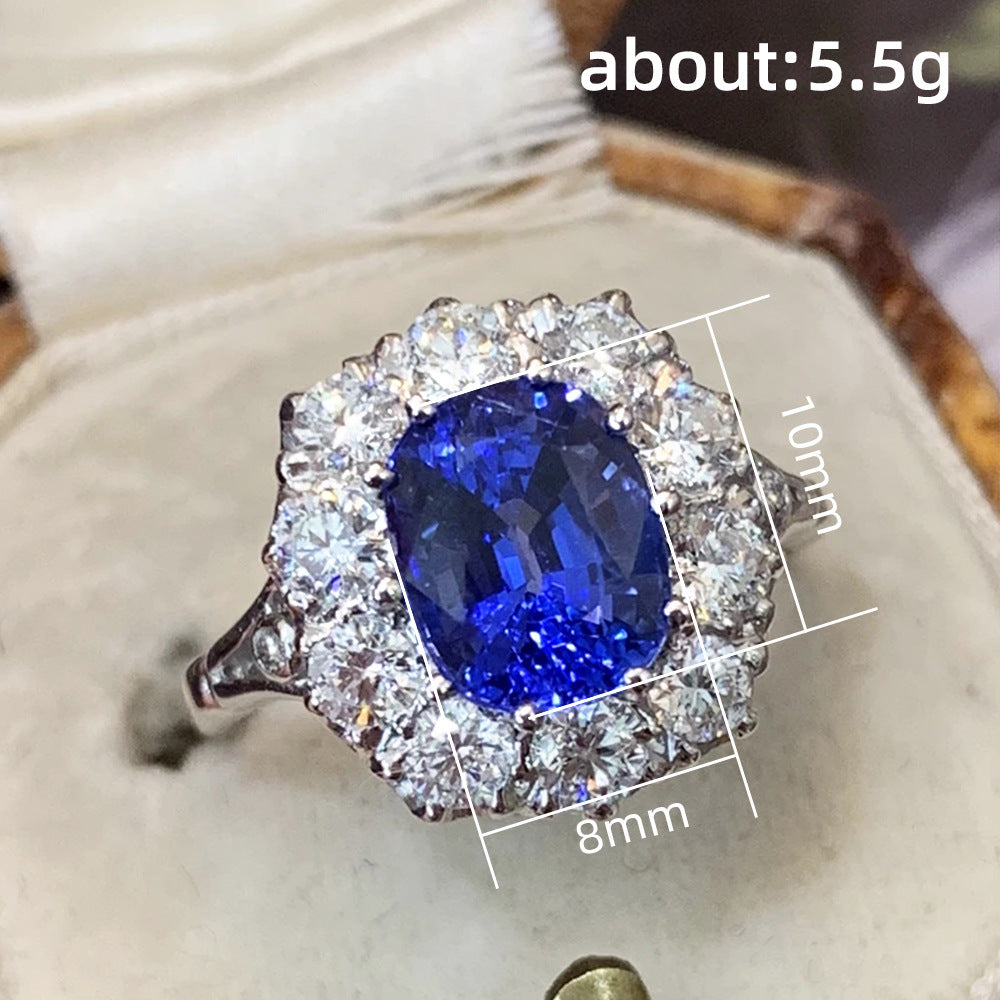 Royal Sapphire Zircon Ring - Gold Plated Copper Luxury Wedding Jewelry for Women
