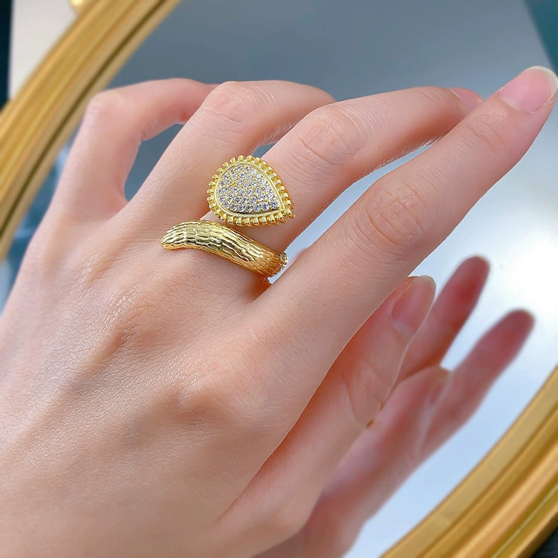 Bohemian Style Ring | Simulated Diamond Snake Wedding Band EU/US Ins Vibe