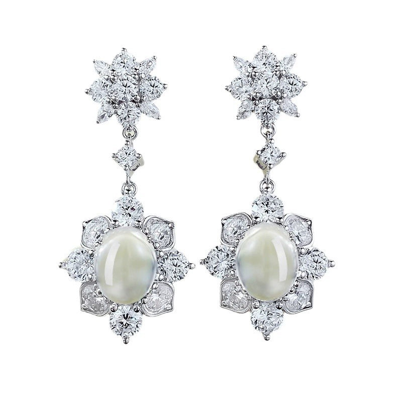 Diamond-Embedded 925 Silver Earrings with "Ruyi" Element – Timeless Elegance & Good Fortune