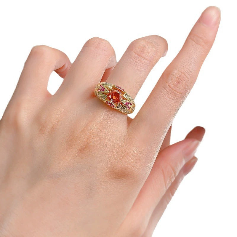S925 Silver Fanta Orange Ring | 1CT Luxe Round Cut