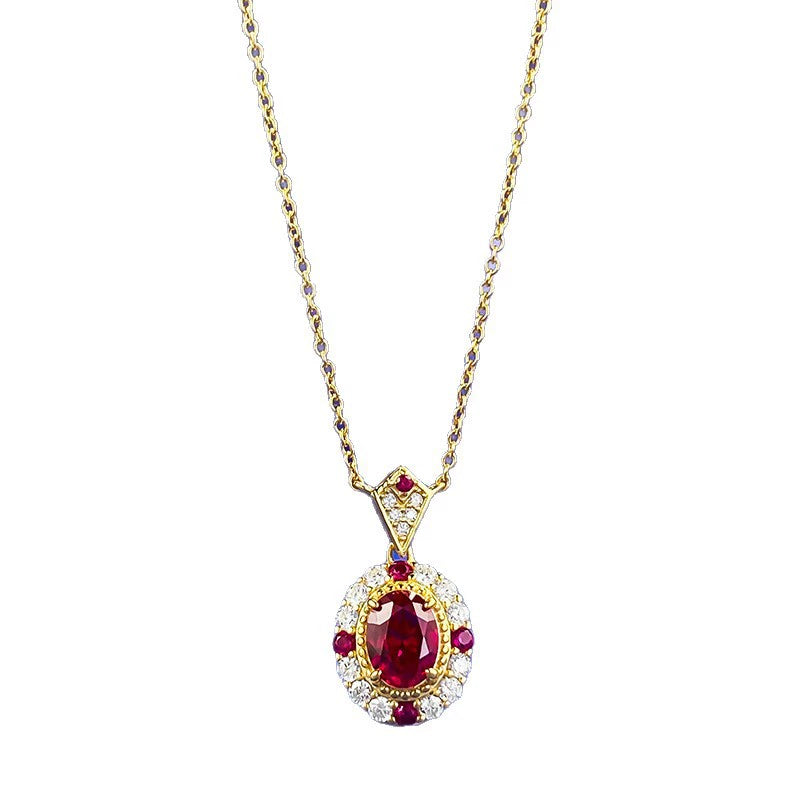 Women's S925 Silver Pigeon Blood Pendant | Elegant Dainty Collar Necklace