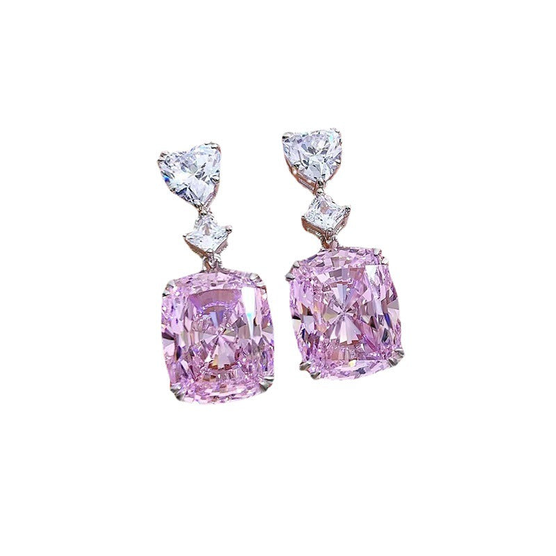 Sparkle & Versatile 11CT High Carbon Diamond Square Earrings