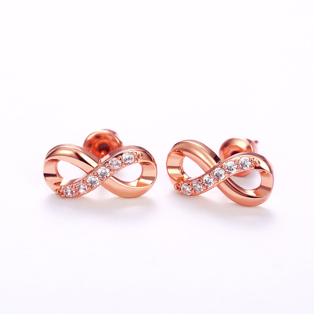 Ricady Jewel Minimalist Infinity Stud Earrings for Women, Elegant Everyday Symbol Jewelry