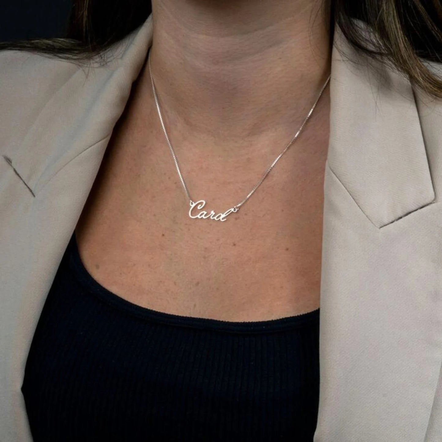 Layering Chain Necklace in 925 Sterling Silver - Customizable Name Letter Necklace