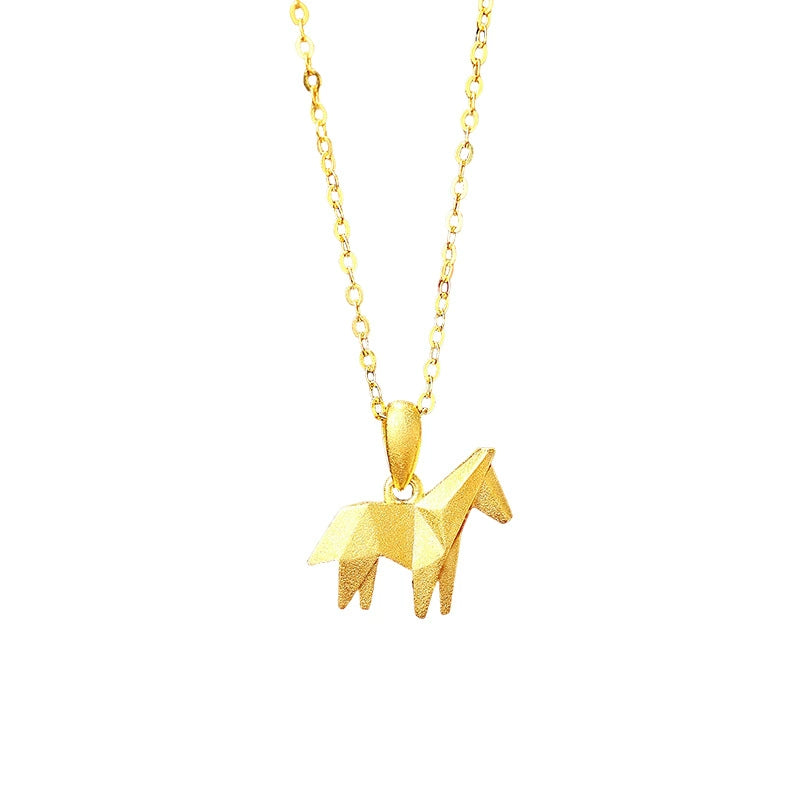 925 Silver Horse & Unicorn Pendant Necklace - Dainty Collar with Light Effect