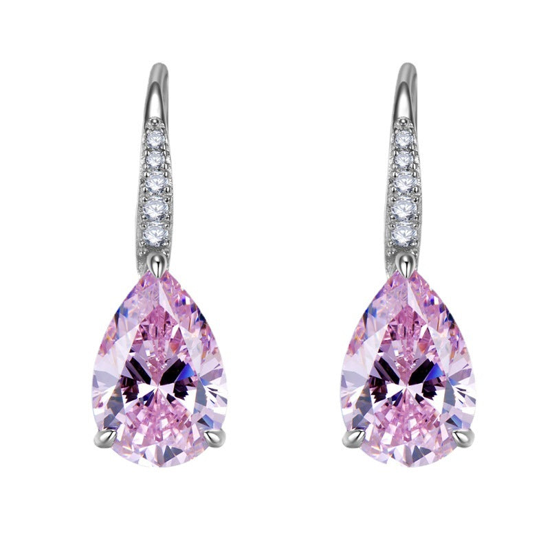 S925 Sterling Silver 8x12 Pear Shaped Zircon Stud Earrings - Minimalist & Stylish