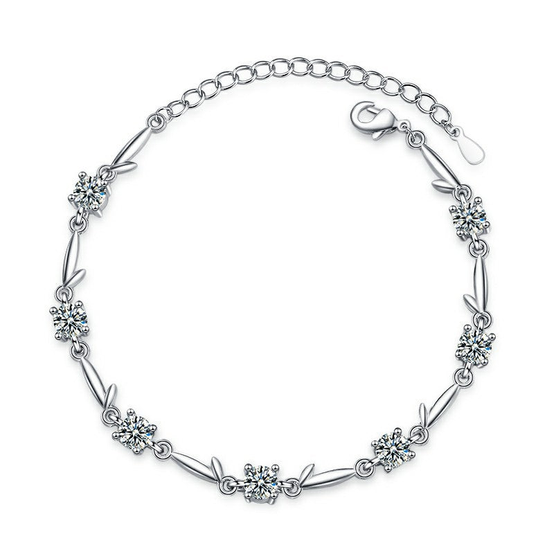 Fashion Platinum Crystal Flower Bracelet for Women