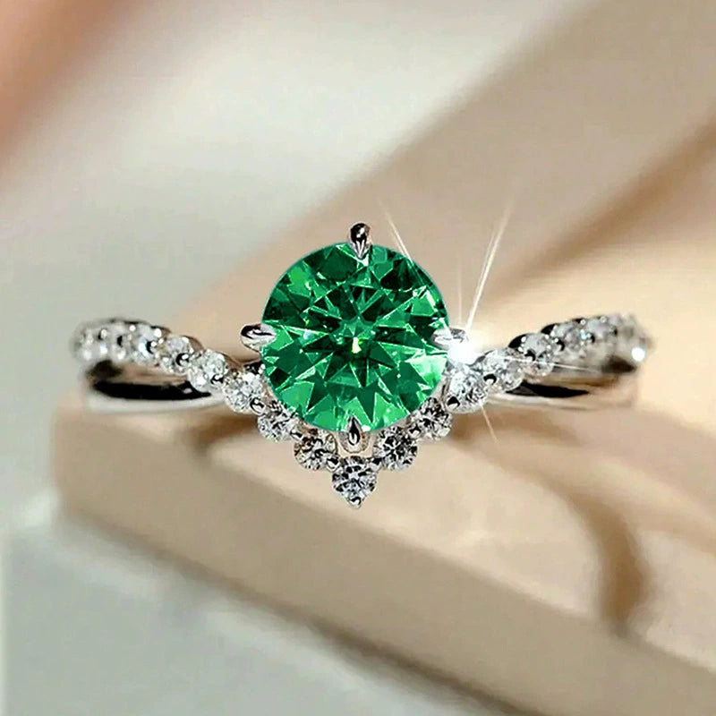 Ricady Jewel Couples Wedding Ring Set - 4-Prong V-Shaped Multi-Color Zircon