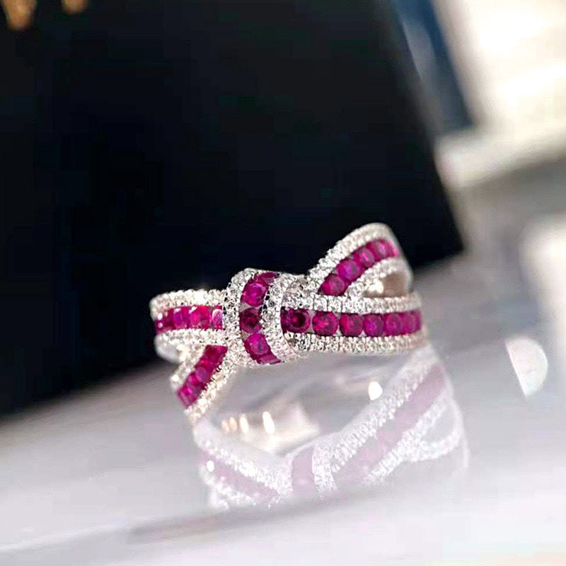 Ricady Jewel Luxe Bow Ring - Irregular Ribbon Cross Design