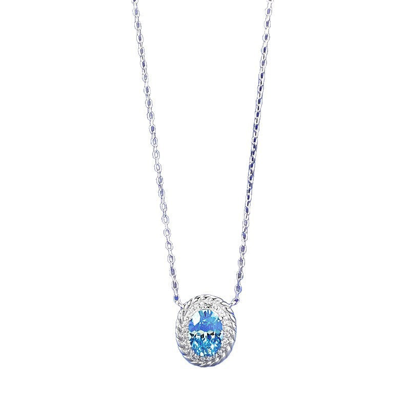 Ricady Jewel S925 Silver Necklace - 1.5ct Sky Blue Pendant, Adjustable Chain