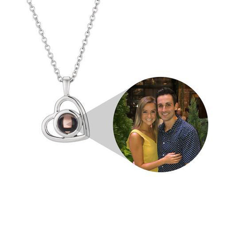 S925 Sterling Silver Heart Necklace for Women - Nano Projection Photo Engravable