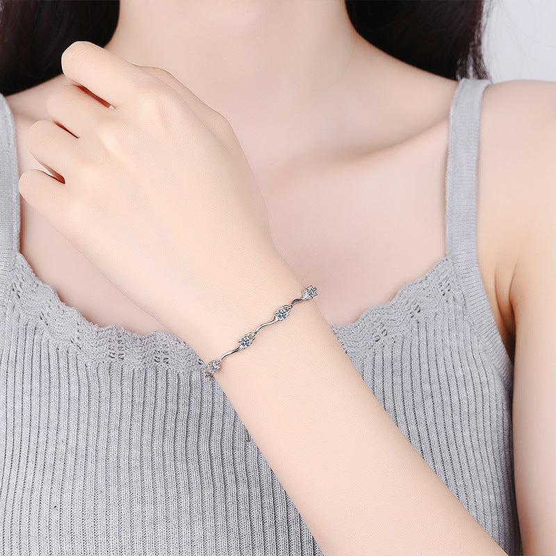 Leaf Wave Chain Bracelet in Sterling Silver for Women — Everyday Nature