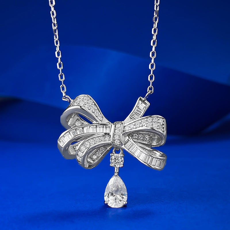 S925 Silver Bow Necklace for Women | Dainty & Chic Daily Wear