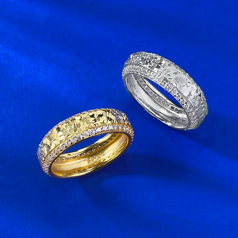 Heavy Craft S925 Silver Ring | NCN Cut Wide Band, Ice Crack Finish
