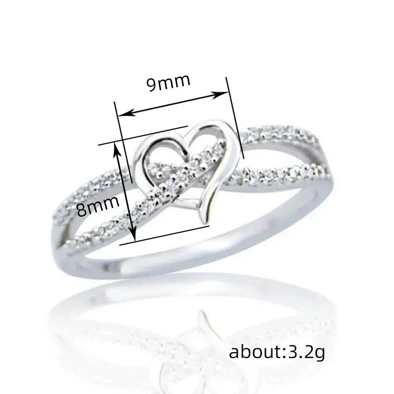 Luxury Micro-Pavé Infinity Heart Ring - Minimalist Design