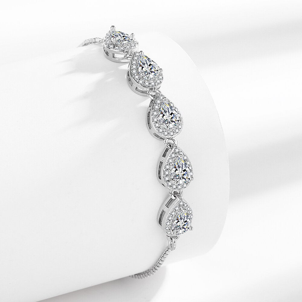 Luxury Zircon Bracelet for Women: Sparkling Adjustable Pull Chain, Elegant & Versatile Jewelry