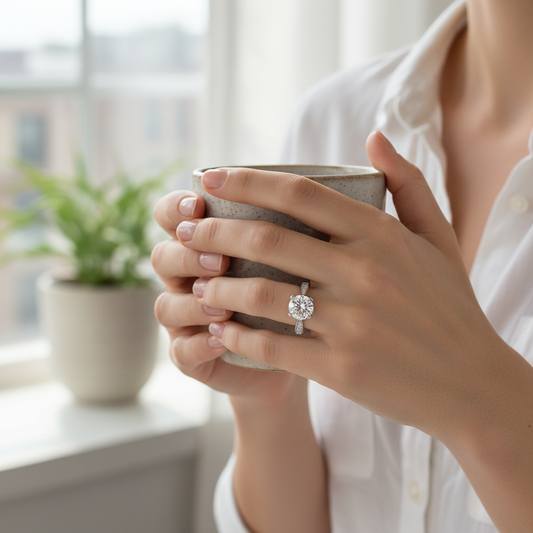 Caucasian model wearing ring