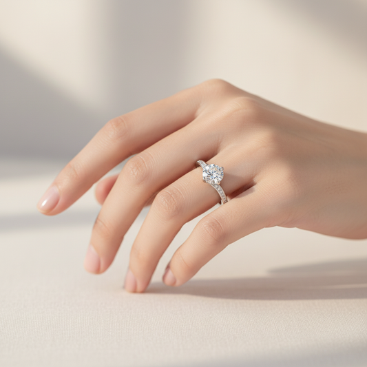 Twisted band engagement ring lifestyle