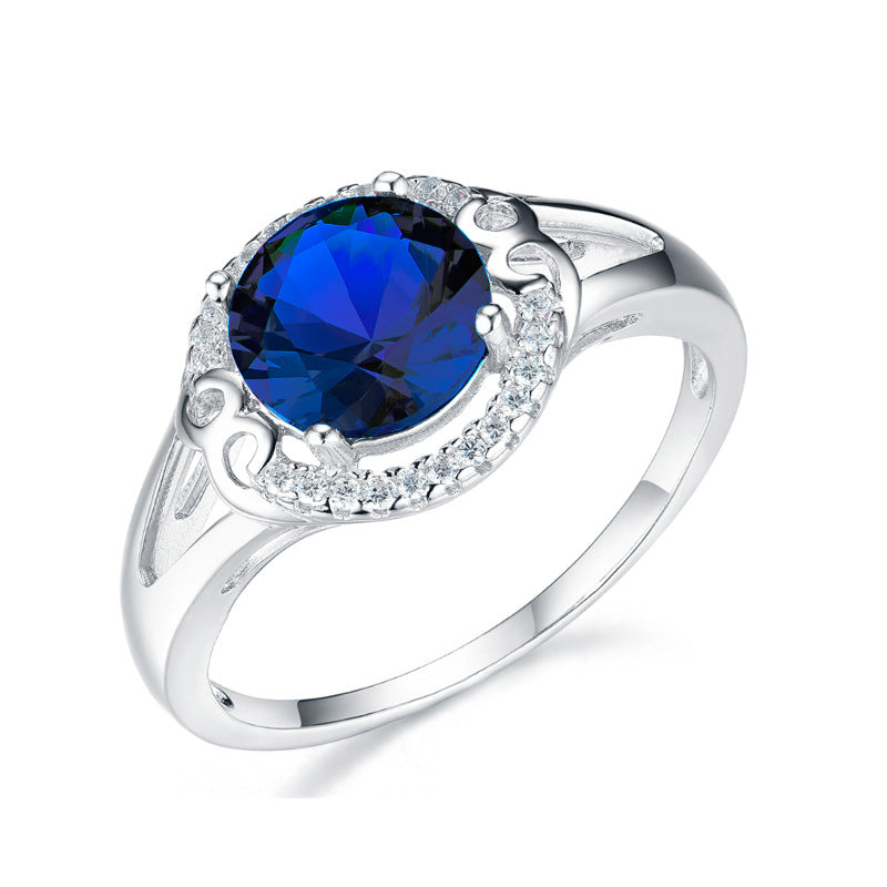 925 Sterling Silver Dainty Colored Gem Ring - White CZ Filigree R001