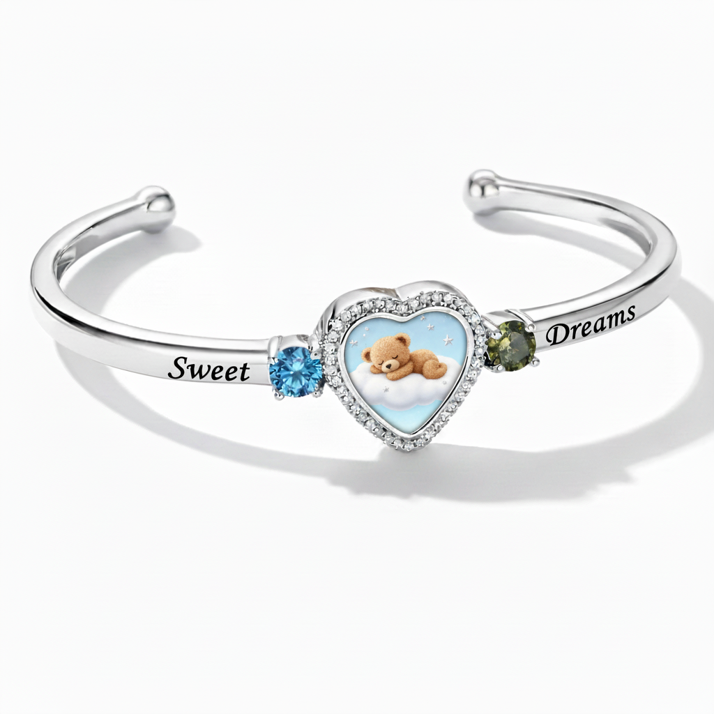 Delicate Heart Locket Bangle — Adjustable Fit, Timeless Sparkle B3003