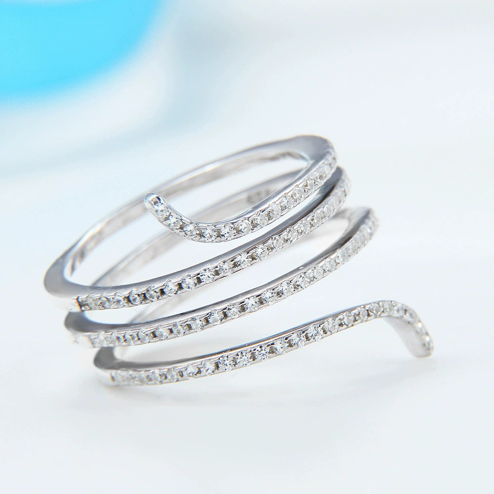 S925 Sterling Silver Rhodium-Plated CZ Ring - Urban Chic R1002