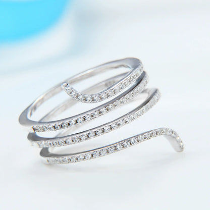 S925 Sterling Silver Rhodium-Plated CZ Ring - Urban Chic R1002