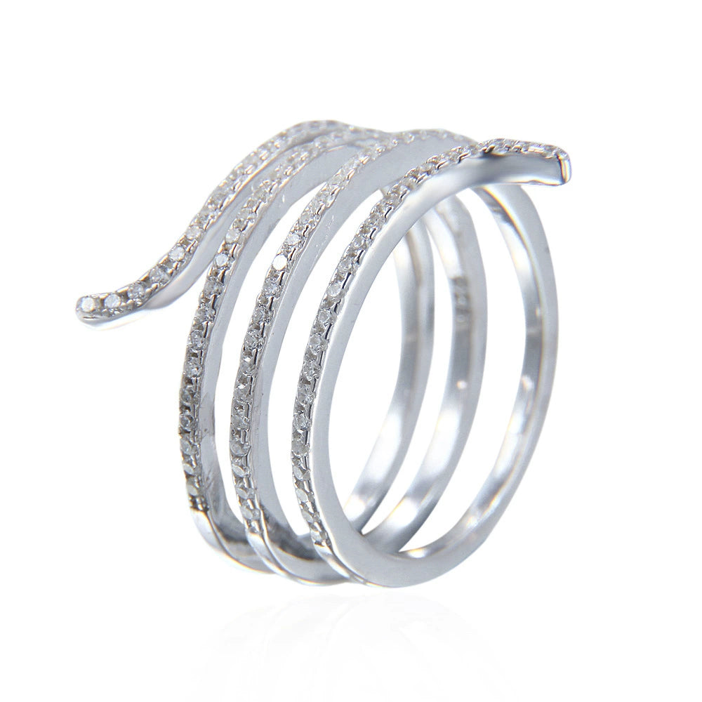 S925 Sterling Silver Rhodium-Plated CZ Ring - Urban Chic R1002