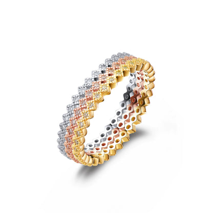 2025 New Minimalist S925 Silver Ring Set - White-Red-Yellow Zircon Gold-Platedg & Nano Tanzanite