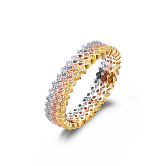 2025 New Minimalist S925 Silver Ring Set - White-Red-Yellow Zircon Gold-Platedg & Nano Tanzanite