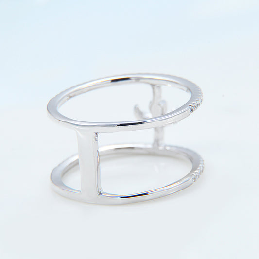 Ricady Jewel S925 Sterling Silver White Gold Zircon Ring R1006