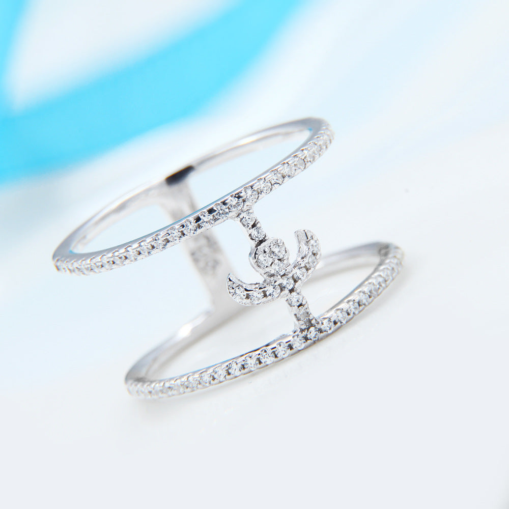 Ricady Jewel S925 Sterling Silver White Gold Zircon Ring R1006