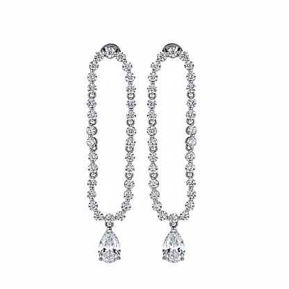 Pear Drop Dangle Earrings in Sterling Silver with Pavé Diamonds for Women — Everyday Elegance