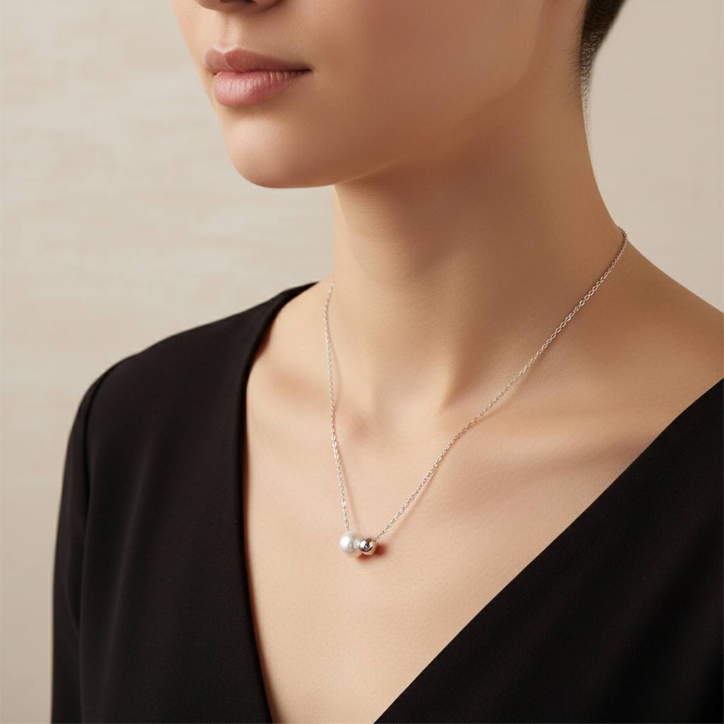 珍珠项链佩戴图1