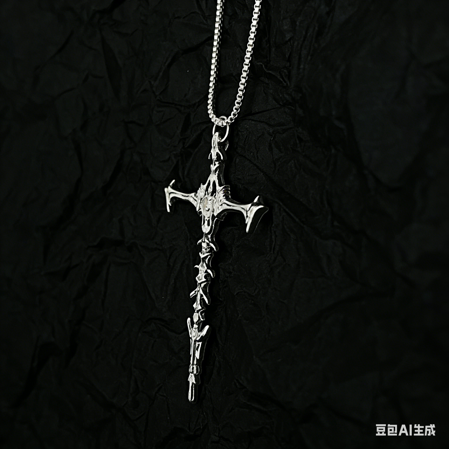 Skull Cross Pendant Necklace - Edgy Minimalist Design