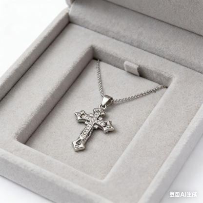 Triple Layered Cross Necklace in Titanium Steel - Minimalist Design