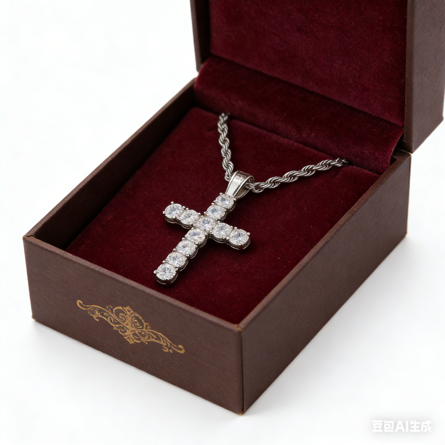 Diamond Cross Pendant Necklace in 925 Sterling Silver - Hip Hop Style