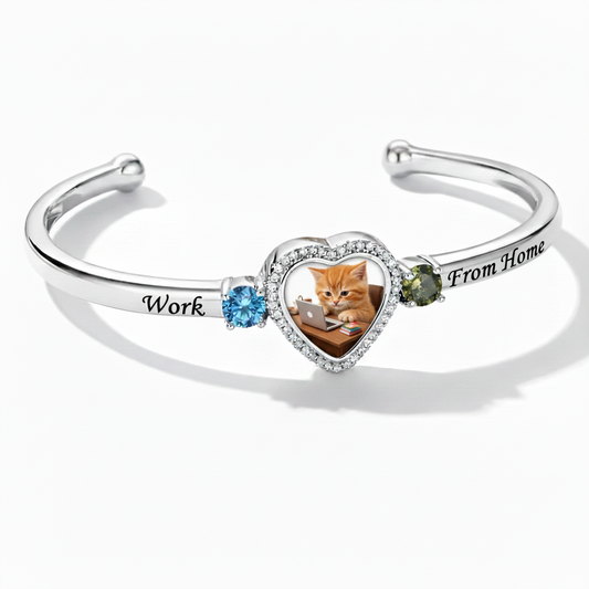 Delicate Heart Locket Bangle — Adjustable Fit, Timeless Sparkle B3005